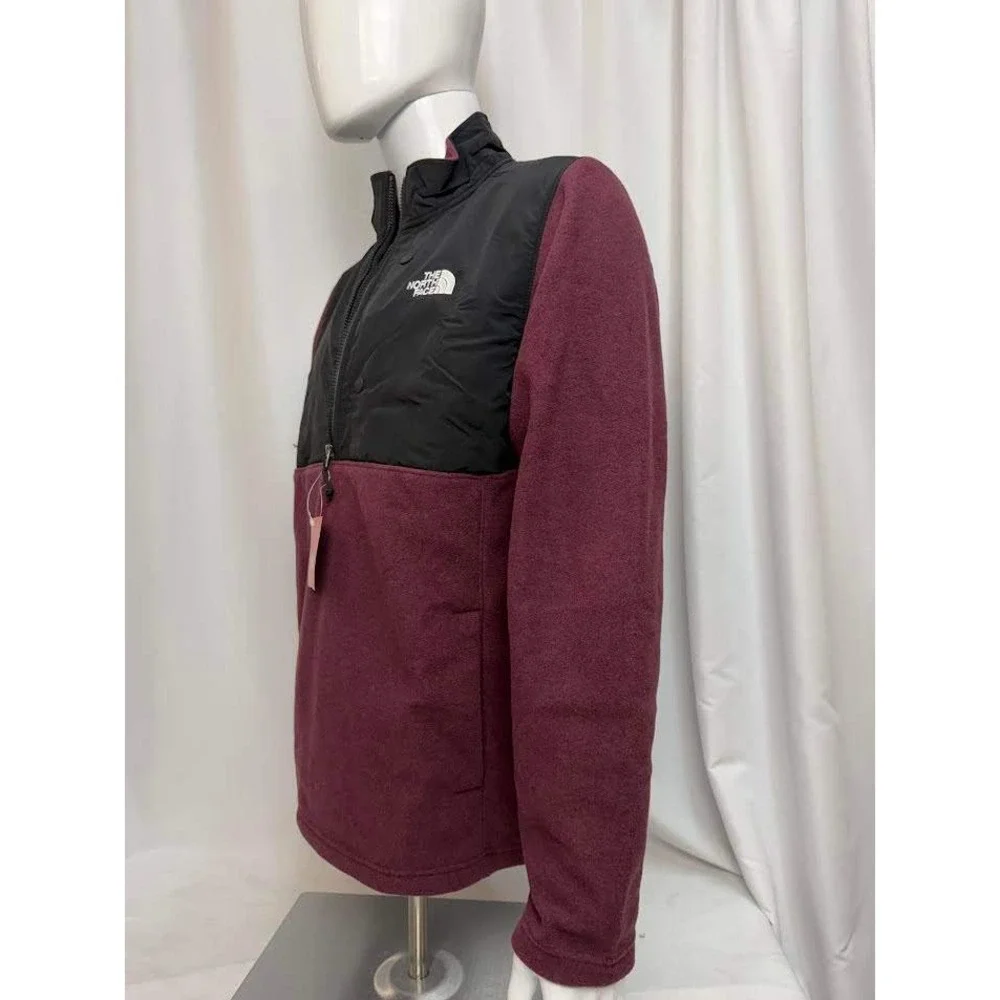 The North Face Men 200WT Quarter Zip Fleece Pullover Burgundy Black L NWT
